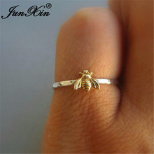 JUNXIN Female Male Cute Small Gold Bee Rings For Women Men White Gold Filled Stackable Joint Midi Ring Minimalist Jewelry Gifts 2024 - buy cheap