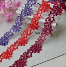 5 Meters/lot Craft Sewing Supplies 3 Colors Colorful Embroidery Flowers Lace Trim Water Soluble Lace Trim 2024 - buy cheap