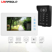 USAFEQLO-sistema de intercomunicación para puerta, videoportero LCD a Color de 7 pulgadas, desbloqueo de puerta, timbre a Color, cámara 700TVL, visión nocturna 2024 - compra barato