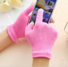 Women Warm Gloves Winter Colorful Touch Screen Phone Gloves for Girls Knitted Five Fingers Wrist Gloves 2024 - buy cheap