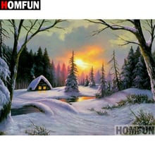 Homfun Full Square/Round Drill 5D DIY Diamond Painting "Sunset snow scene"3D Embroidery Cross Stitch Home Decor Gift A09480 2024 - buy cheap
