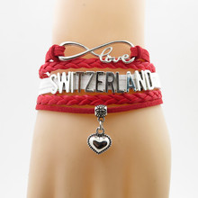Pulsera de amor suizo para mujer y hombre, brazalete con encanto de corazón suizo, de país, a la moda 2024 - compra barato