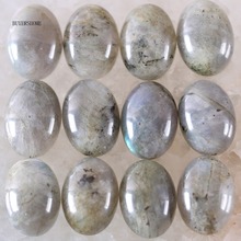 BUYERSHOME 10Pcs 13x18MM Natural Stone Gray Labradorite No Drilled Hole Oval Cabochon CAB Bead For DIY Jewelry Making Ring K1591 2024 - buy cheap