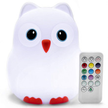 Bird Owl LED Night Light Touch Remote Control 9 Colors Dimmable Timer Rechargeable Bedroom Silicone Lamp for Children Baby Gift 2024 - buy cheap