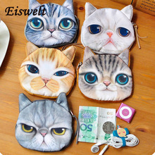 Dropshipping. Exclusivo. 3D chica cartera damas cara cremallera Mini Monedero De gato De los niños bolso De Bolsa De Moeda moneda Bolsa Monedero 2024 - compra barato