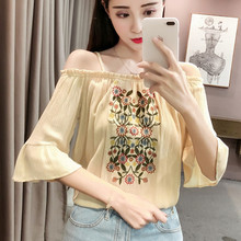 Womens Tops and Blouses Off Shoulder Top Ruffle Blouse Korean Fashion Clothing Blusas Femininas Elegante Ladies Tops 2024 - buy cheap