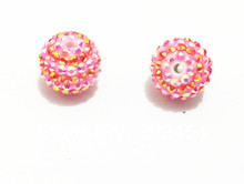 Newest !! 20mm 100pcs/lot Pink With Red Stripe Resin Rhinestone Ball Beads For Valentine's Day Jewelry 2024 - buy cheap
