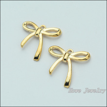 Wholesale 50 pcs Alloy KC Jewelry Bow Pendants charms for bracelet necklace DIY jewelry making JC-649 2024 - buy cheap
