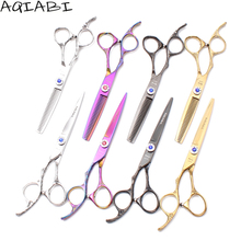 A8002 5.5'' Left Hand 440C AQIABI Professional Hair Scissors Hairdresser's Scissors Cutting Shears Thinning Scissors Barber Shop 2024 - buy cheap