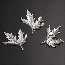 4pcs Silver Plated Large Cute Leaf Pendant Retro Earrings Necklace Metal Accessories DIY Charm Jewelry Crafts Making 55*48mm 2024 - buy cheap