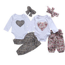 Pudcoco-Conjunto de ropa para bebé recién nacido, mono Floral con estampado de corazones y leopardo, pantalones largos, 0 a 24 meses 2024 - compra barato