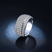 Hainon, anillos de circonia cúbica transparentes de lujo pavimentados para mujeres, anillos de compromiso de boda de Color plateado, regalos de joyería 2024 - compra barato