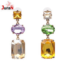 JURAN Drop shipping women fashion Square Crystal drop earrings Trendy colorful Rhinestone dangle earring for women wholesale 2024 - buy cheap