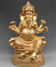 China Buddhism copper Bronze Ganapati Ganesh Lord Ganesha Elephant Buddha Statue 2024 - buy cheap