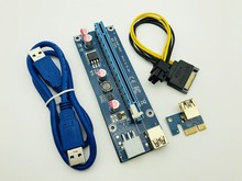 50 шт. 009S Risers PCIe PCI-E PCI Express Riser Card 1X to16x USB 3,0 кабель для передачи данных 6 Pin SATA источник питания для BTC Miner с 3 светодиодами 2024 - купить недорого