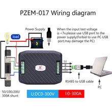 PZEM-017 DC измеритель тока RS485 интерфейс Modbus вольтметр мощность энергии ваттметр 0-300 В 50A/300A шунтирующий USB кабель 2024 - купить недорого