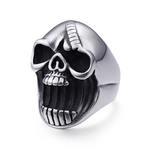 Большие кольца с черепом для мужчин, размер 7-12, Винтажное кольцо в стиле панк-рок из нержавеющей стали, мужское кольцо в байкерском стиле, ювелирное изделие для вечеринки на Хэллоуин 2024 - купить недорого