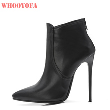 Hot Brand New Mature Black Khaki Women Ankle Dress Boots Fashion Super Thin Heels Lady Bridal Shoes WS33 Plus Big Size 43 44 48 2024 - buy cheap