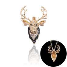 Fashion Elk Head Brooch Pin Dual Use Enamel Gold Sweater Chain Deer Brooches For Women With Rhinestone Animal Pins Xmas Gift 2024 - buy cheap