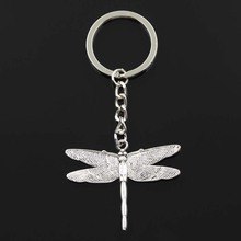 Fashion Dragonfly 43x47mm Pendant 30mm Key Ring Metal Chain Bronze Silver Color Men Car Gift Souvenirs Keychain Dropshipping 2024 - buy cheap