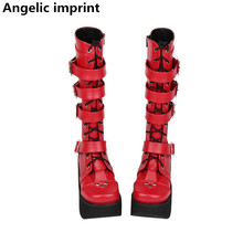 Angelic imprint mori girl Women shoes lady lolita punk motorcycle Boots woman high trifle heel pumps platform shoes 33-47 buckle 2024 - buy cheap