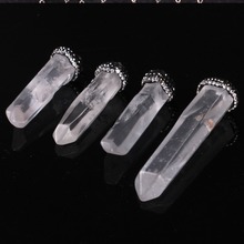 6 pçs/lote Exagero Do Vintage Pedra Natural Limpar Quartz Cristal Branco Pilar Piont Pendulum Pingentes Encantos para A Tomada de DIY Livre 2024 - compre barato