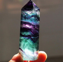 Pedra de tratamento sextavada para cura, florite natural colorido listrado de 4.5-6.5cm, pedra de cristal de quartzo 2024 - compre barato