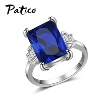 New Design Exquisite Engagement Ring Fashion Blue Square Crystal Cubic Zirconia Jewelry Wedding Rings For Women 2024 - buy cheap
