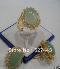 Wholesale free shipping >>Beautful Green stone Earring Ring Set 2024 - buy cheap