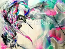 Картина маслом ручной работы на холсте Импрессионистский цветной Летающая птичка, картина маслом для украшения дома, картины на стену 2024 - купить недорого