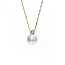 Promotion 9MM Natural Color AAA Freshwater Pearl Zircon 925 Sterling Silver Chain Round Pearl Pendant Necklace 2024 - buy cheap
