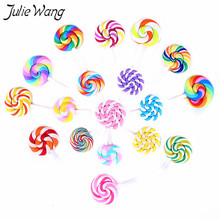 Julie Wang 10pcs/lot Cute Lollipop Candy Slime Charms Randomly Sent Polymer Clay Decor ornament Craft Jewelry Making Accessory 2024 - buy cheap