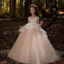 Elegant Ball Gown Lace Flower Girl Dresses For Weddings Trailing First Communion Dress For Girls Evening Prom Gowns 2024 - buy cheap