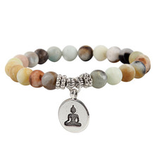 Pulsera de cuentas de loto de Lava para hombre y mujer, brazalete de budismo tibetano, equilibrio curativo, árbol de la vida de Reiki, Chakra Ohm, joyería de Buda 2024 - compra barato