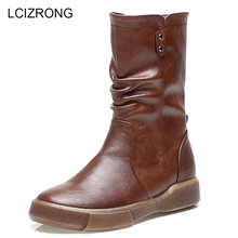 Lcizrong 2019 novo inverno vintage martin botas para mulher tamanho grande 35-42 quente confortável botas altas antiderrapante sapatos de pelúcia feminino 2024 - compre barato