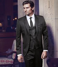 High Quality Black Grey 3 Pieces Wedding Suits for Men (Jacket+Pants+vest+tie) Men Suits Groom Tuxedos Groomsman Suits 2024 - buy cheap