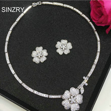 SINZRY Luxury bridal jewelry set white cubic zircon  flower chokers necklace earring wedding jewelry sets 2024 - buy cheap