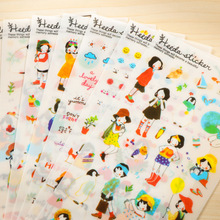 6Sheets/Pack Korean New Dress Up Girl Heeda DIY Cartoon Scrapbook Paper Diary Stickers Decoration Stationery Label Sticker E0147 2024 - buy cheap