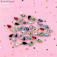 10pcs/lot Waterdrop Glass Rhinestones With Claw Sew On Crystal Stone Metal Base Buckle Costume Wedding Decoration Jewelry Making 2024 - buy cheap