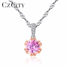 CZCITY-Colgante plata de primera ley y circón para mujer, collar, Gargantilla, plata esterlina 925, Circonia cúbica, zirconia, circonita, zirconita, zirconita, Color dorado, estilo clásico, brillante, 2 colores 2024 - compra barato