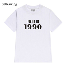 Сделанные в 1990 персонализированные хлопковые футболки для женщин, топы для девушек, друзей, графические футболки, хипстерская женская одежда Tumblr 2024 - купить недорого