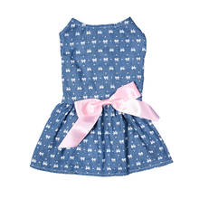 High Qualiyt Summer Dog Dresses Jeans Pet Princess Dress Polyester Cute Puppy Dog Skirt Dress Pet Clothes with Bowknot XS/S/M/L 2024 - buy cheap