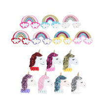 Yundfly 5 pçs feltro unicórnio chifres arco-íris diy acessórios para meninas grampos de cabelo bandana headwear presente aniversário festa suprimentos 2024 - compre barato