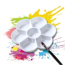 7-grid Plum Blossom Paint Palette Tray Imitation Ceramic for Acrylic Oil Watercolor Gouache Craft DIY Art Painting, White 2024 - buy cheap