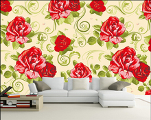 Papel tapiz de flores personalizado 3D, pintura al óleo de rosa roja para la sala de estar, dormitorio, pared de fondo de TV, papel tapiz impermeable 2024 - compra barato