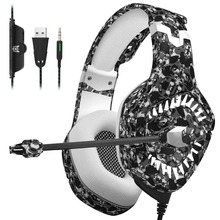 ONIKUMA-auriculares K1 Pro para videojuegos, cascos grises de camuflaje con micrófono para PC, teléfono móvil, Xbox One, tableta 2024 - compra barato