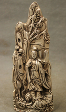 S1427 8"Folk Silver Buddhism Bamboo Kwan-Yin Quan Yin Goddess Statue Sculptur 2024 - buy cheap