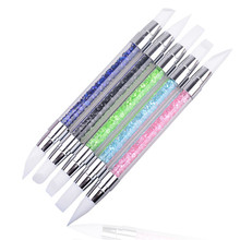 2017 Nail Art 1Pcs Pencil Strass Head Nail Art Brush Nail Silicone Brushes With Acrylic Strap  random color nail art tools 2024 - buy cheap