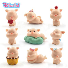 Mini Cute Pig Resin Crafts Animal Model Miniature Cartoon Figures Fairy Garden Decoration Accessories Set toys Gift Kids 2024 - buy cheap