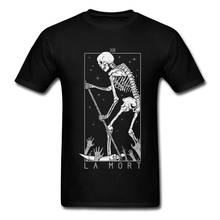 Camiseta death skull, camiseta preta masculina de esqueleto da terra e ceifeiro, manga curta, roupas de verão, hip hop, camisetas góticas personalizadas 2024 - compre barato